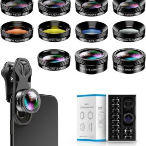 MIAO LAB 11 in 1 Phone Camera Lens Kit - Wide Angle Lens & Macro Lens+Fisheye Lens/ND32/kaleidoscope/CPL/Color Lens Compatible with iPhone Samsung Sony and Most of Smartphone